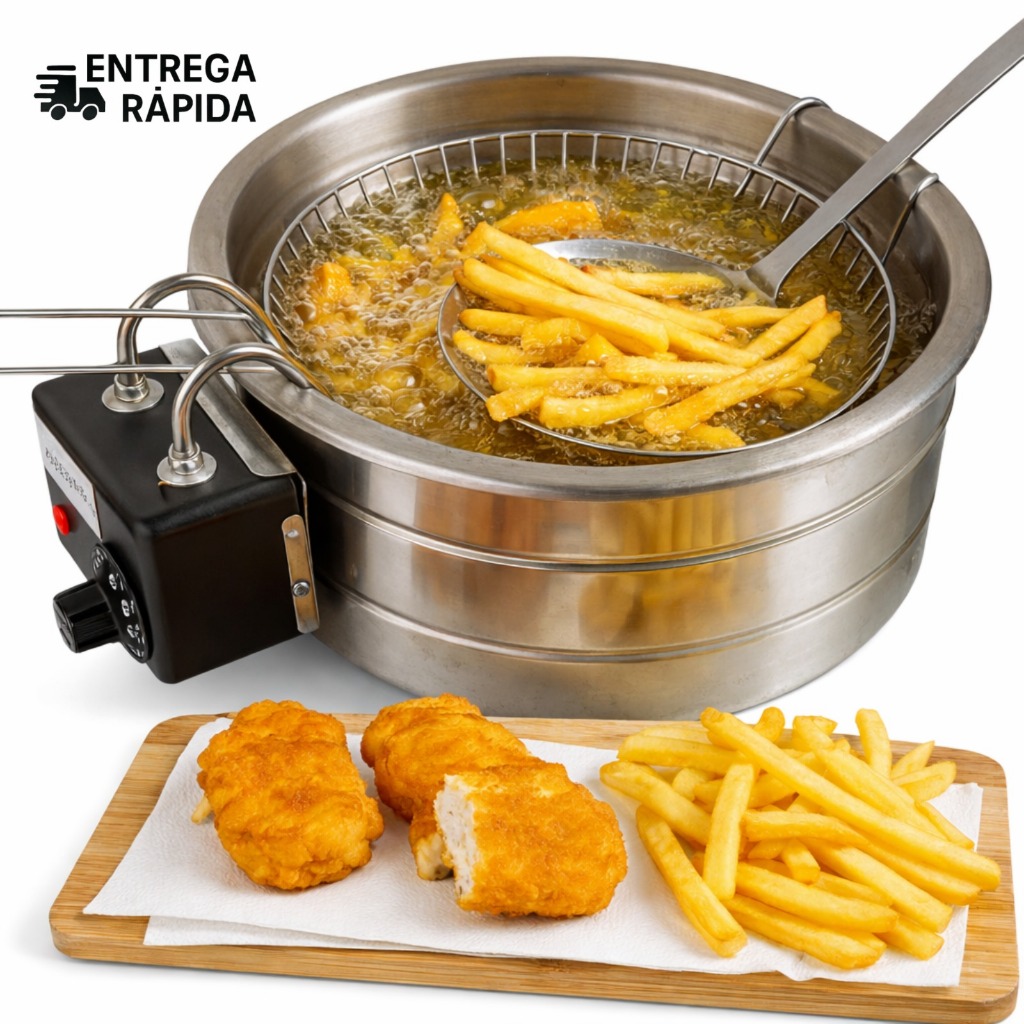 Fritadeira Elétrica em inox tacho 5 litros profis