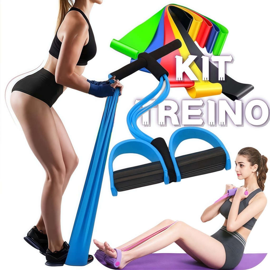 Elásticos de Exercício Kit Completo: Treino Func
