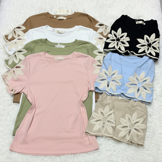 Blusa Feminina em Algodão com Bordado em Flor Ele