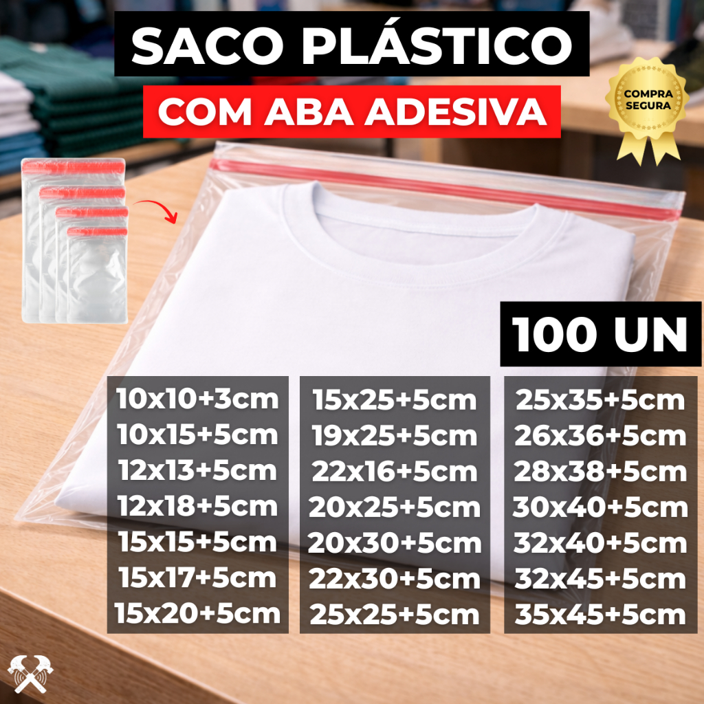 100un Saco Plástico Com Lacre Adesivado, Material