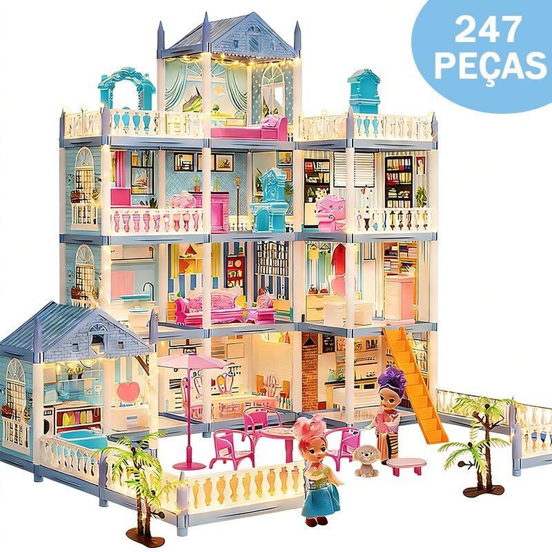 Casinha De Boneca Infantil Grande Com 4 Andares 14