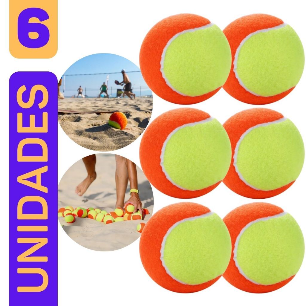 Kit 6 Bolas Beach Tennis Tenis Praia Treino Esport