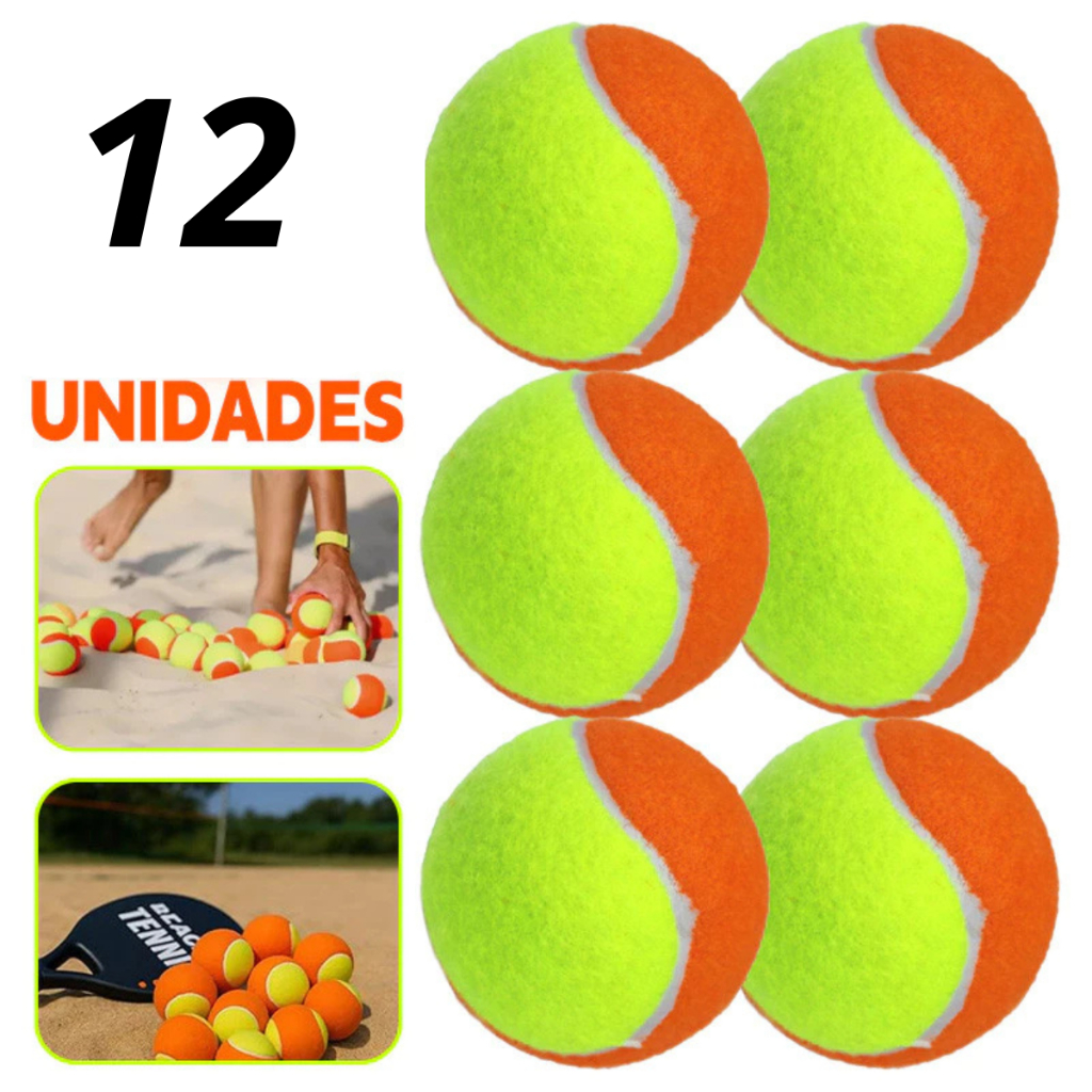 Kit 12 Bolas Beach Tennis Tenis Praia Treino Espor