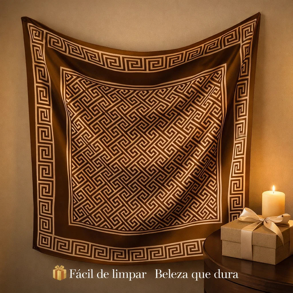 Lenço Feminino Elegante 90x90cm Estampa Geométri