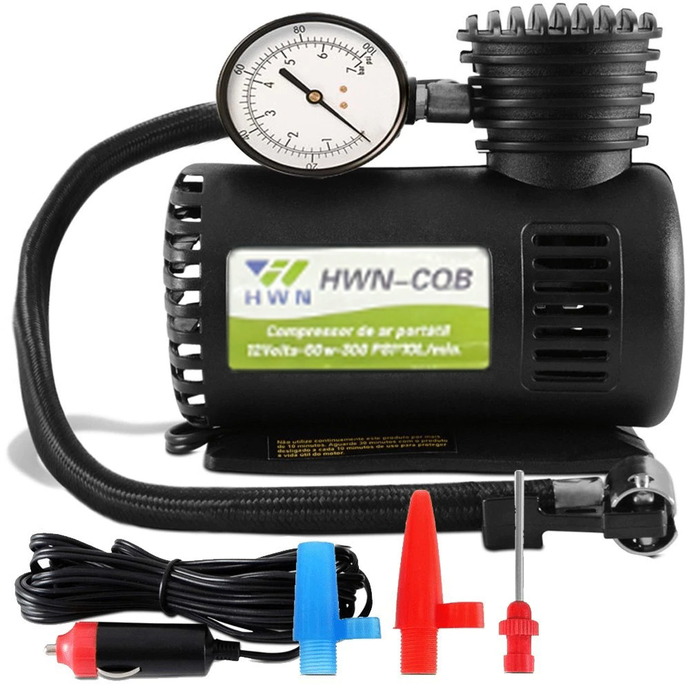 Mini Compressor de Ar Automotivo 12V 300 PSI para 