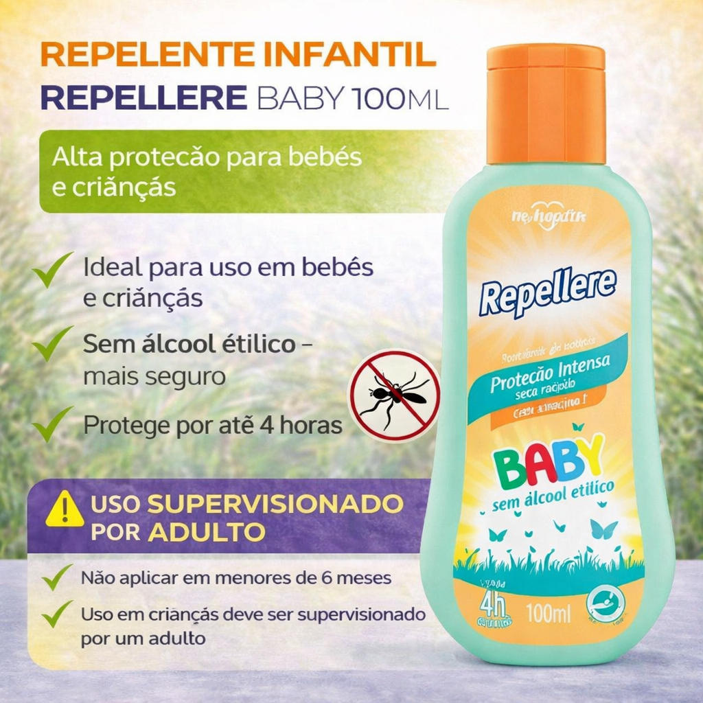 Repelente Repellere Baby 100ml Sem Álcool Proteç