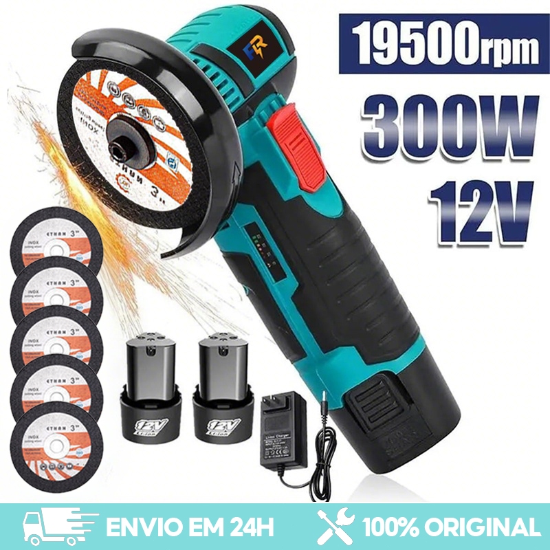 Mini Esmerilhadeira Angular Sem Fio 12V com 2 Bate