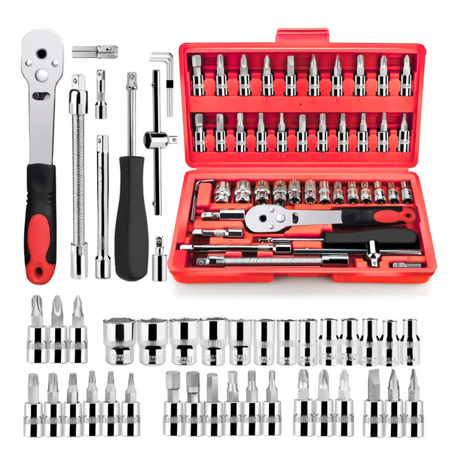 Kit Ferramentas 46 (1063) Peças Jogo De Soquetes 