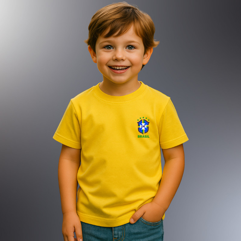 Camiseta Camisa blusa Infantil Com Bandeira do Bra