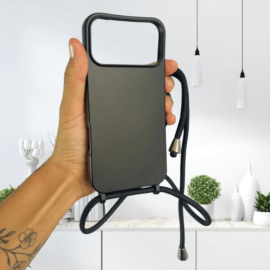 Capinha com Cordão Aveludada Silicone para iPhone