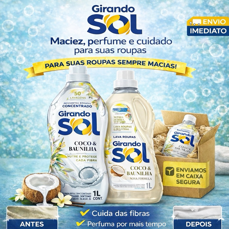 Kit Sabão lava roupas 1L + Amaciante Concentrado 
