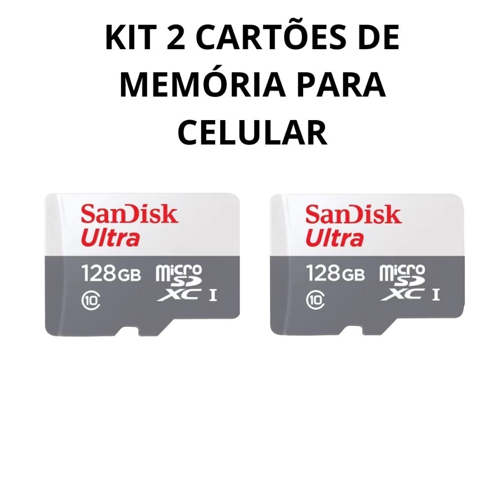 Kit 2 cartões de memória 128gb ultra muito mais 