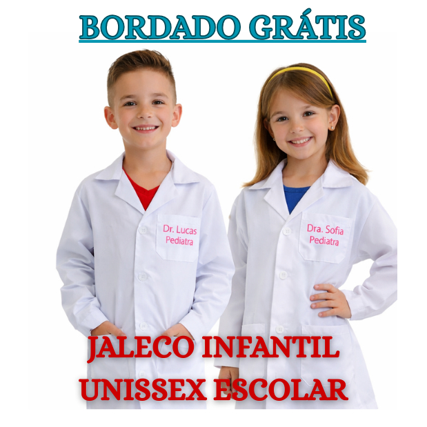 Jaleco Infantil Unissex – BORDADO GRÁTIS &#