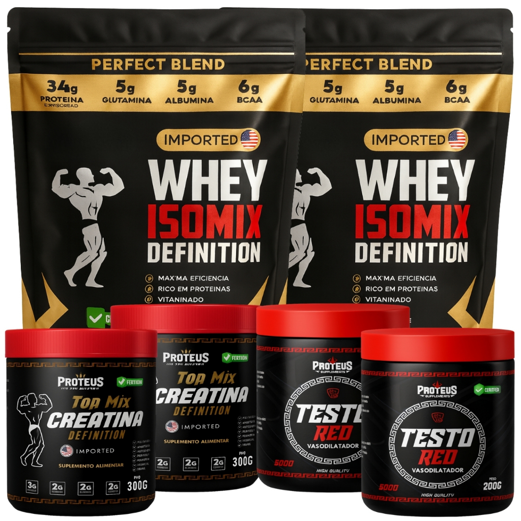 KIT Tudo em dobro: 2x Whey Protein 1kg + 2x Creati