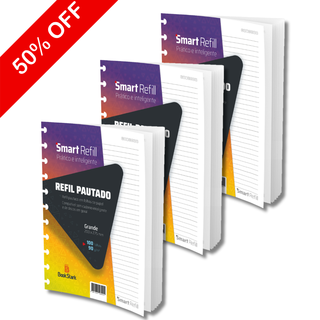 Caderno inteligente Kit 300 folhas Refil tamanho A