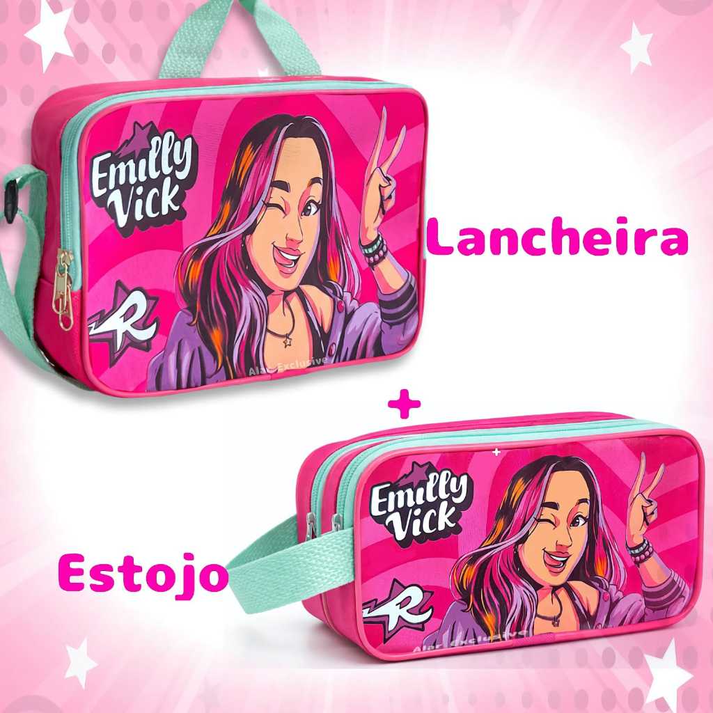 Kit Emilly Vick Lancheira + Estojo Com Dois Compar