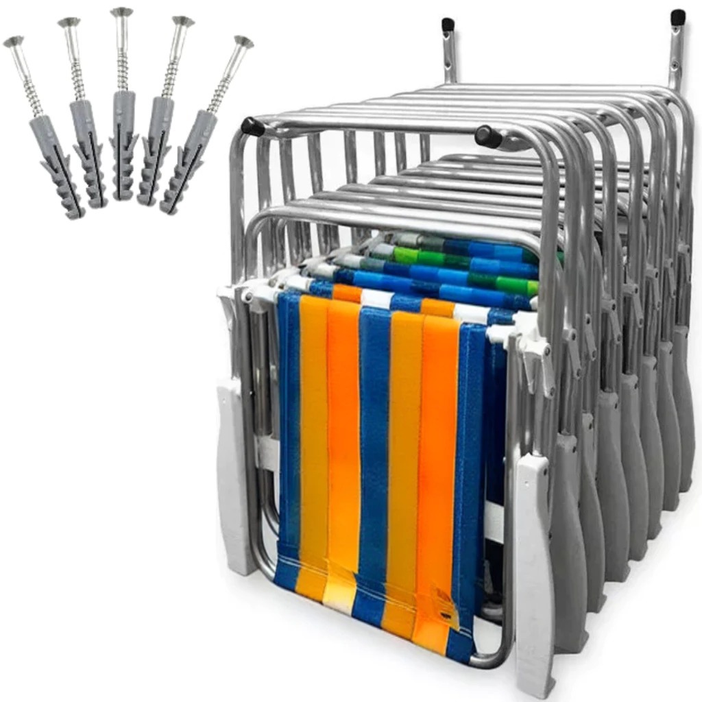 Suporte de Cadeira de Praia para Parede Até 7 Cad