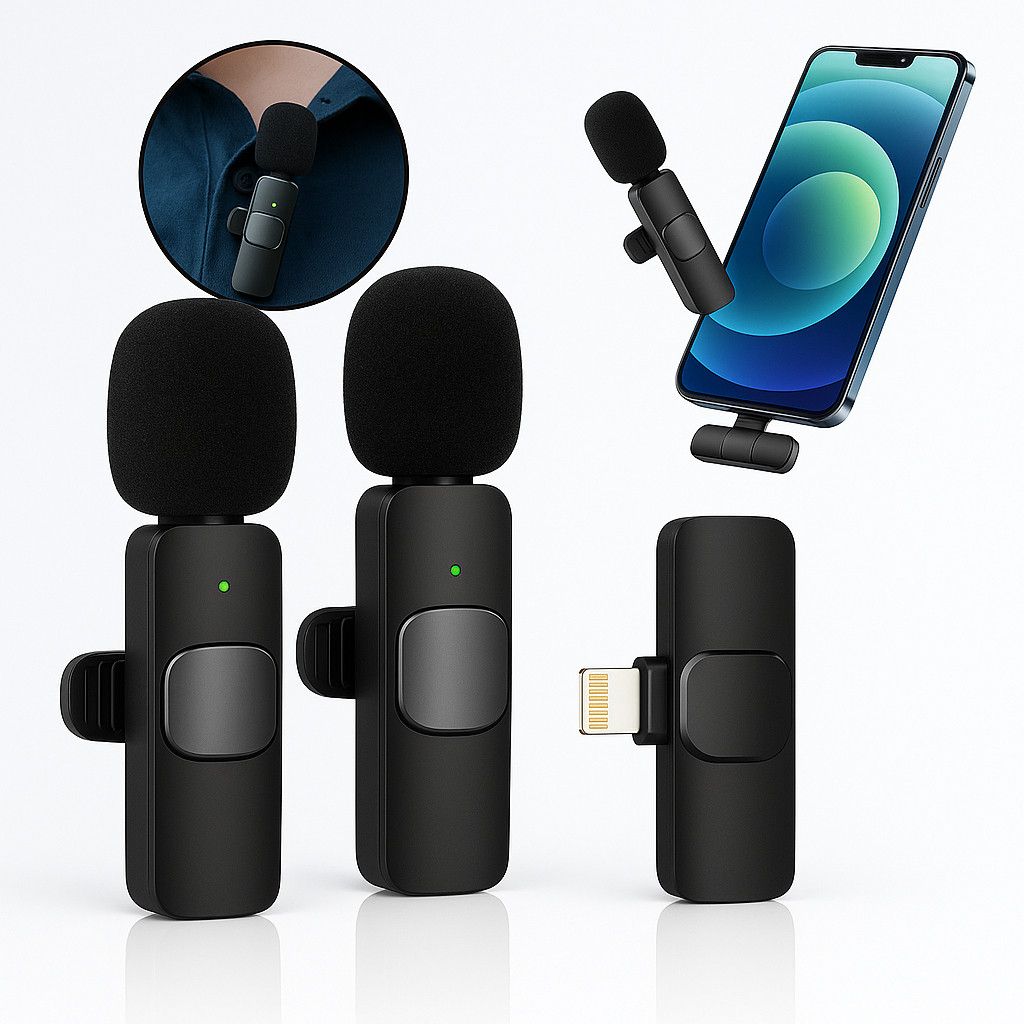 Microfone De Lapela Duplo Compatível iPhone Longo