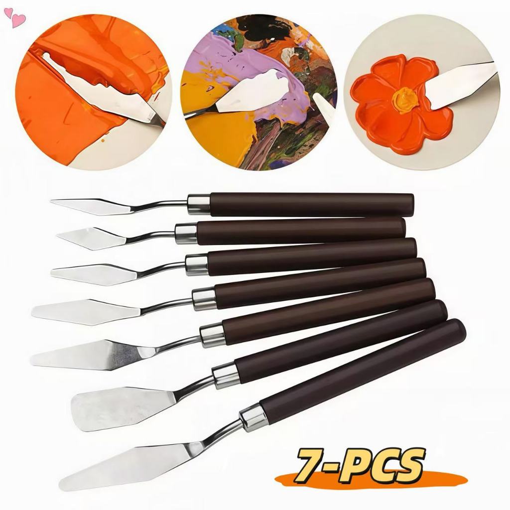 7Pcs Conjunto Faca Para Pintura A Óleo De Arte Em
