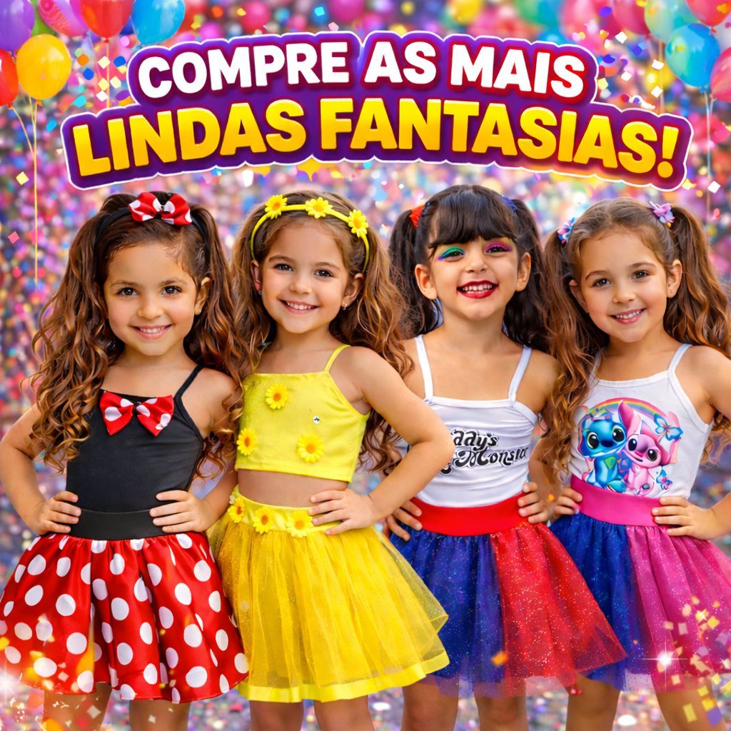 Conjunto Fantasia Infantil Menina Carnaval Persona