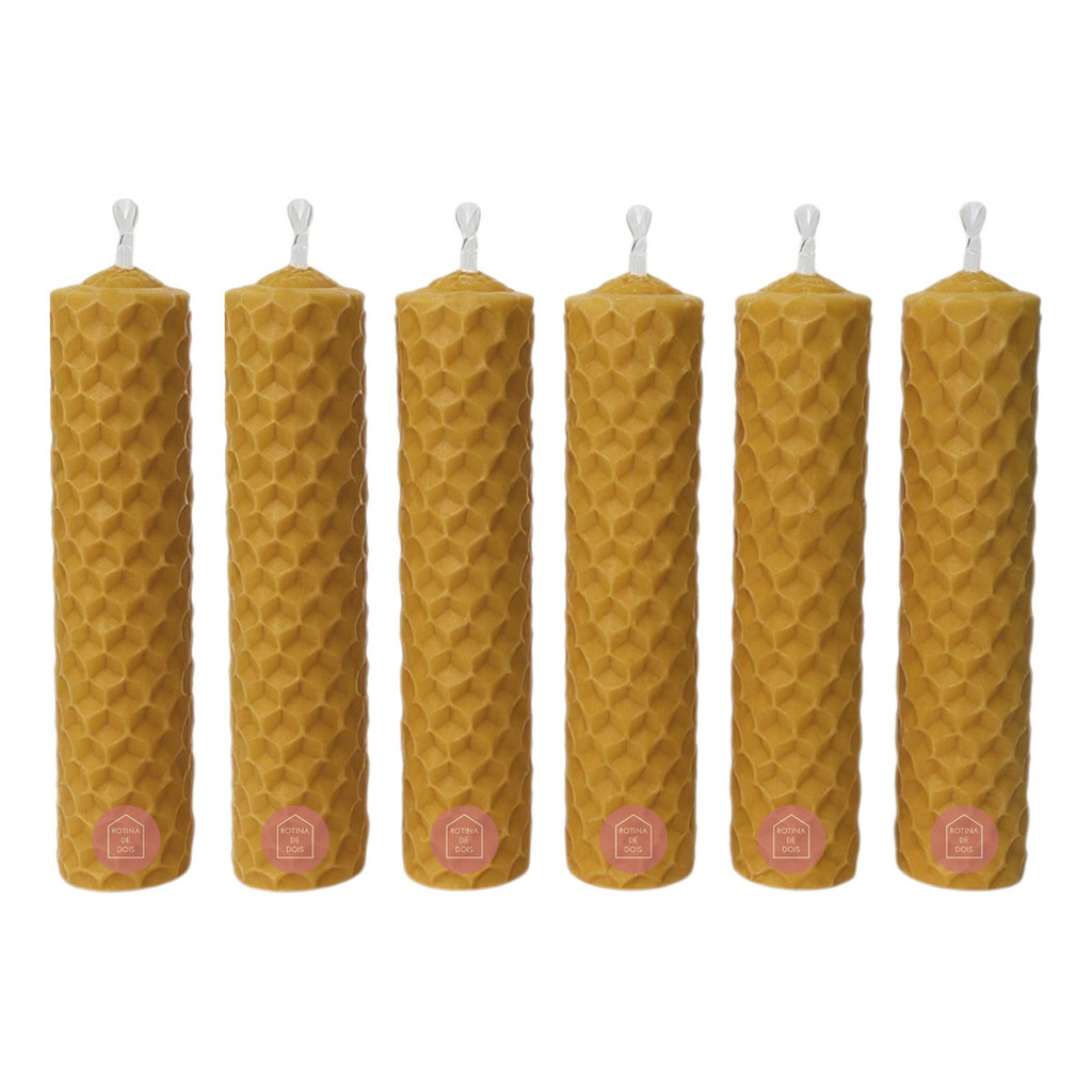 6 Velas De Cera De Abelha 100% Pura E Natural 10&#