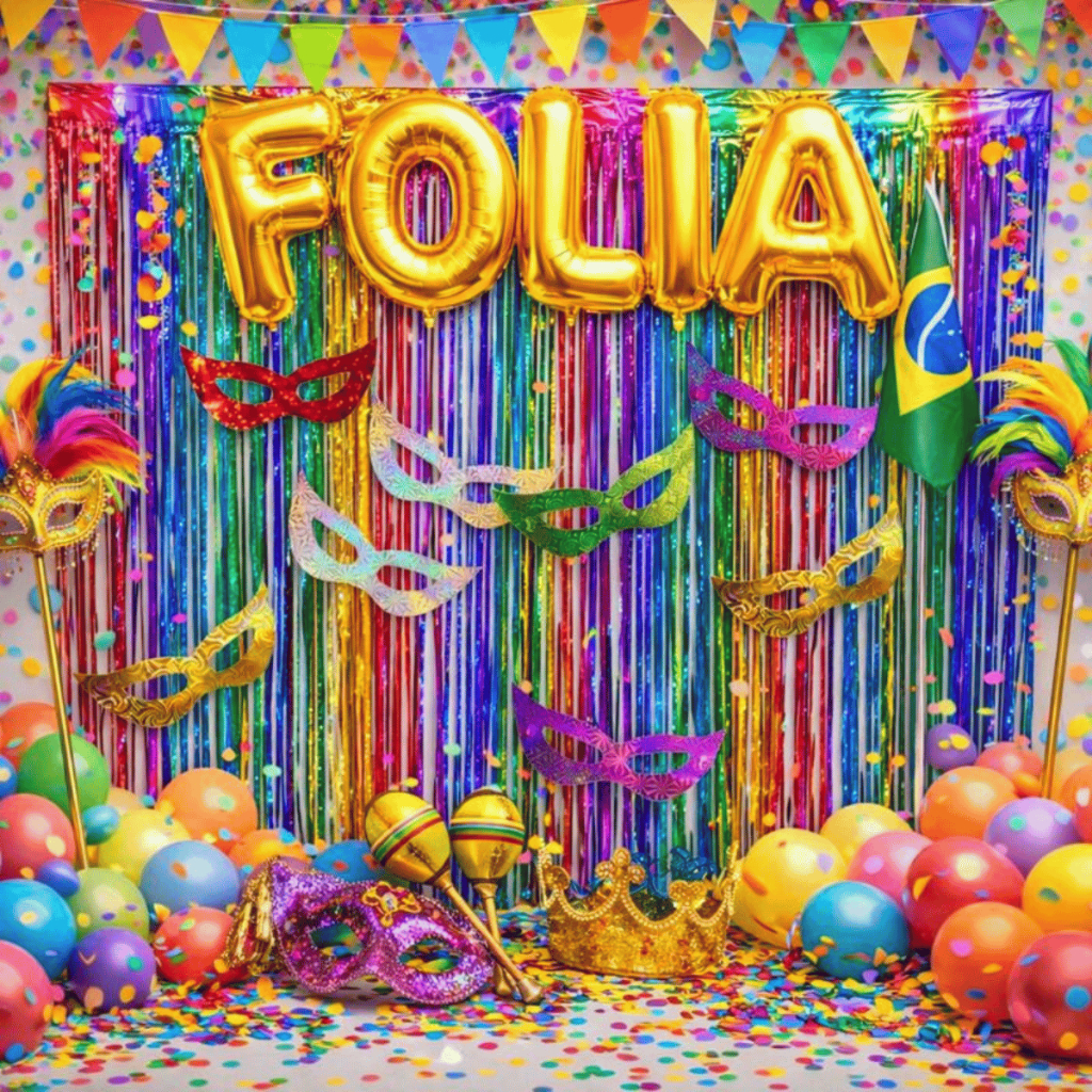 Kit Cortina Metalizada Decoração Carnaval + 12 M