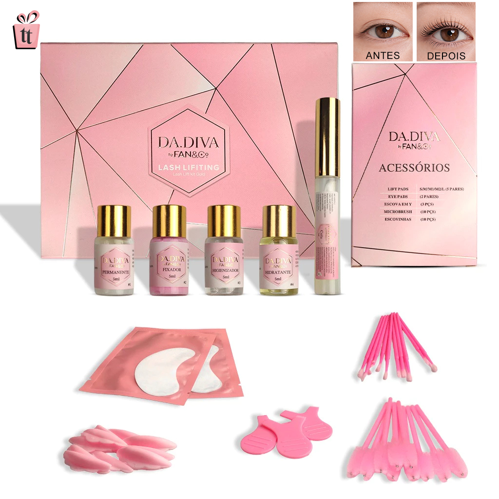 Kit Levanta Cílios Lash Lift Dadiva Gold Para Lif