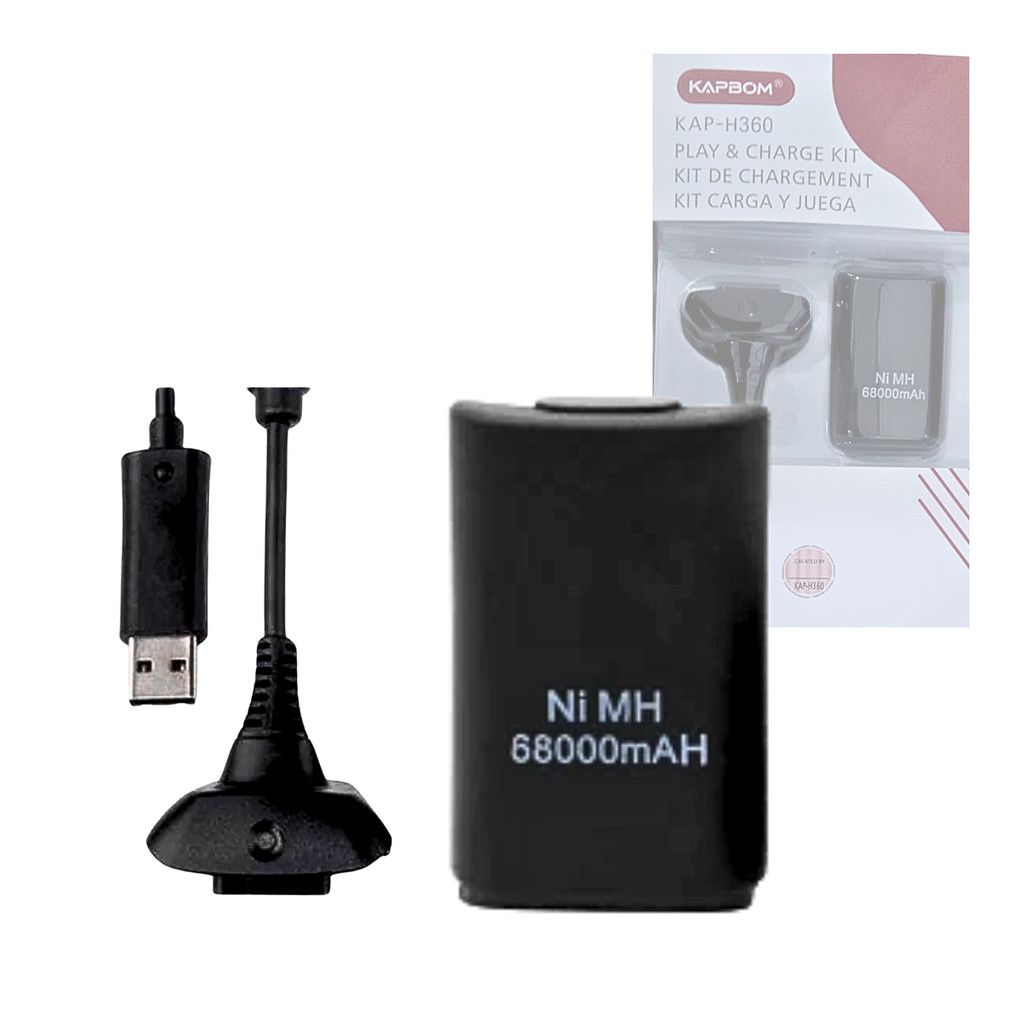 Bateria p/ Controle XBOX 360 com Cabo Kapbom KAP-H