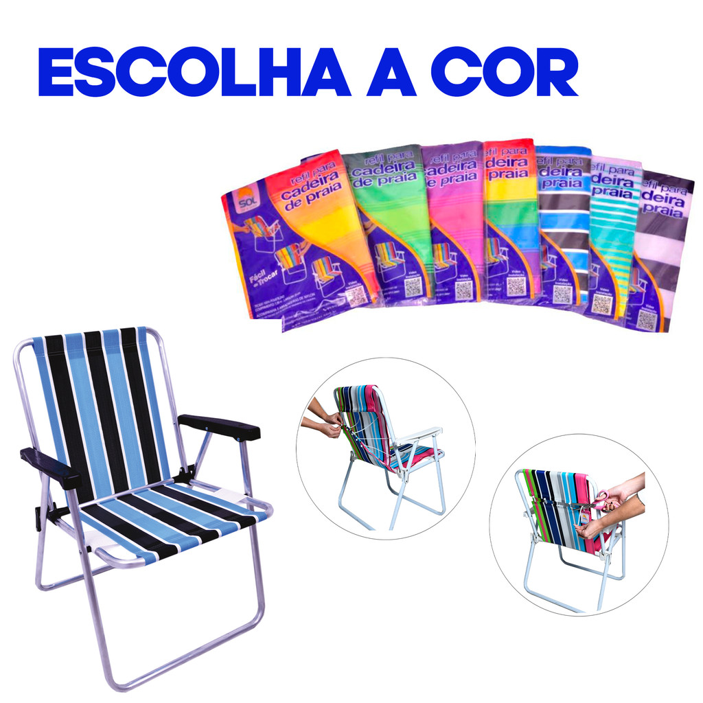 Refil Tela Nylon Para Cadeira de Praia Alta Instal
