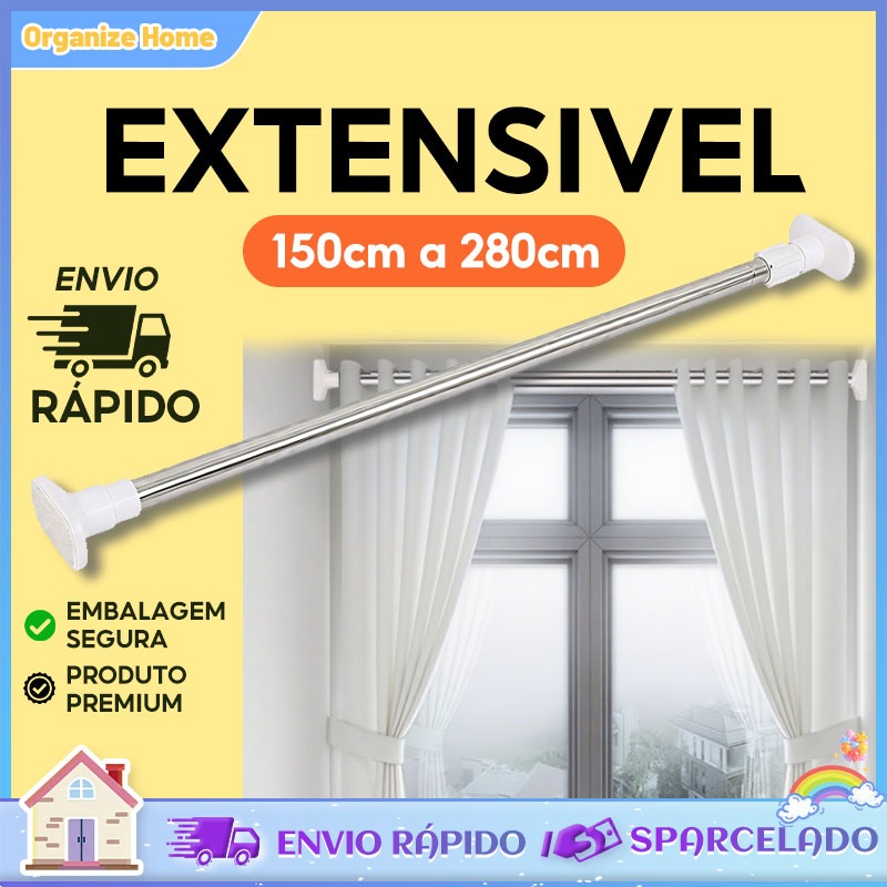 varão de cortina Ajustável 70cm até 2,8mt Bast�
