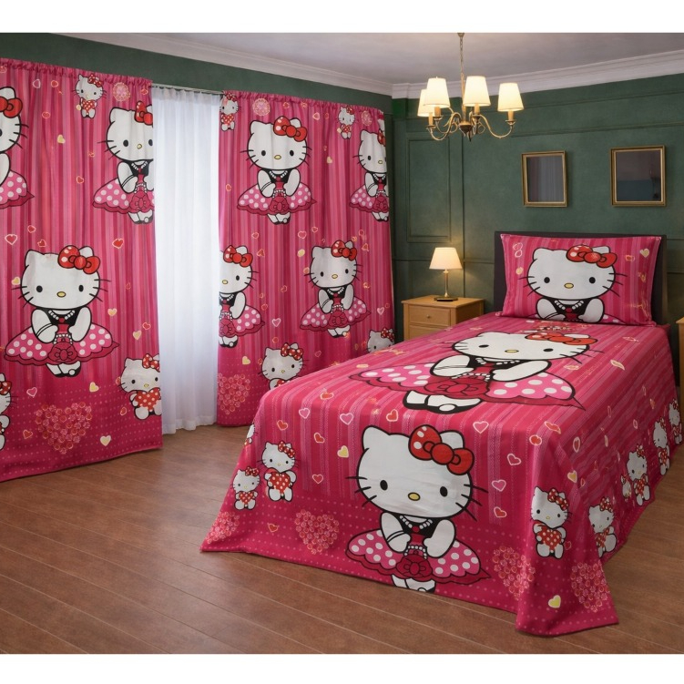 Kit Lençol Solteiro 4 Peças com Cortinas Estampa