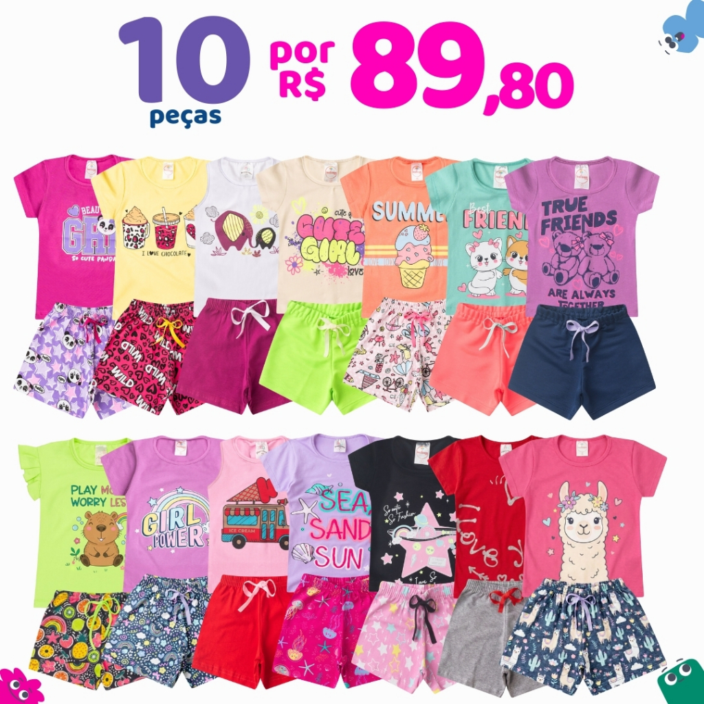 Kit 10 Peças Roupas Infantil Menina Sortido Verã