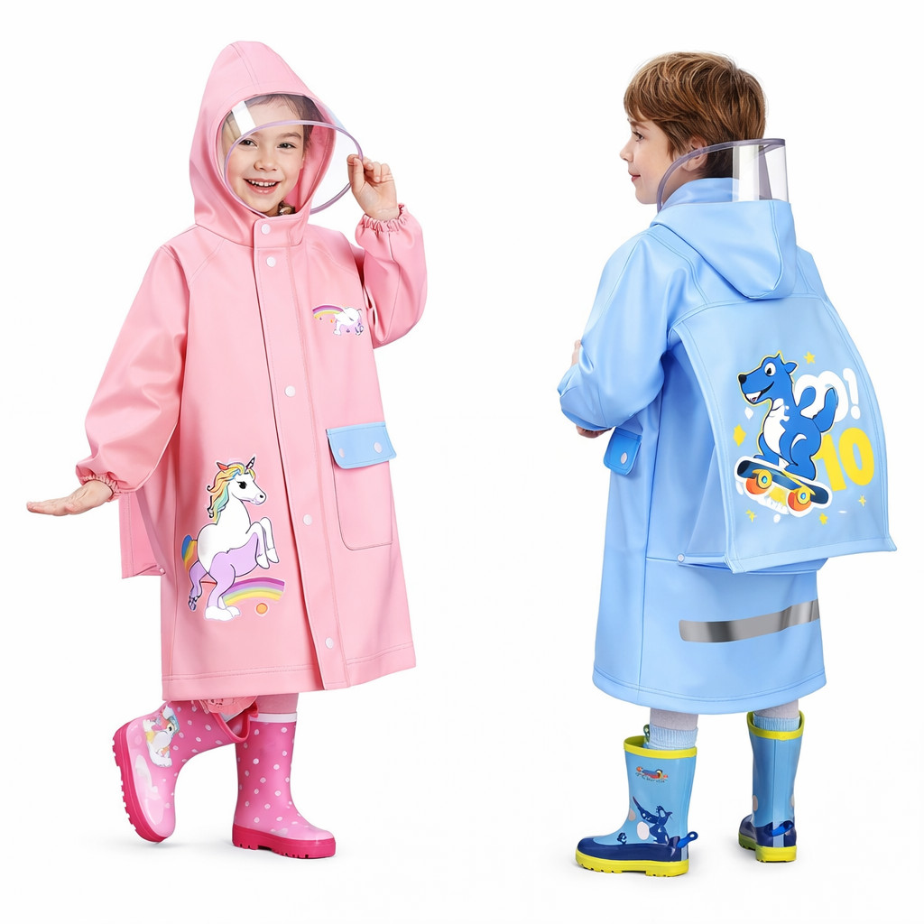 Capa De Chuva Estampada Colorida Infantil De PVC C