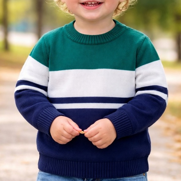 Suéter Blusa infantil com listras menino tricot