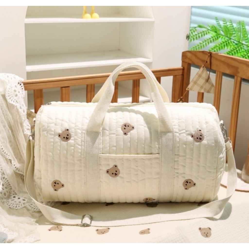 Bolsa de Ombro Mão Bordada Urso Fofo Grande Capac