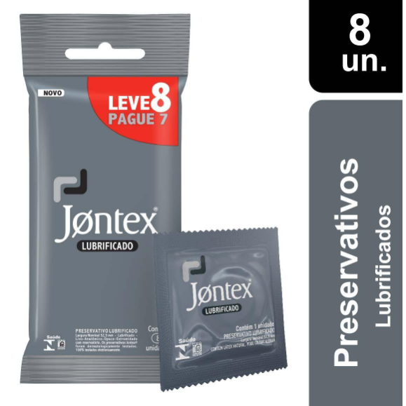 Preservativo Jontex Lubrificado PAC COM 2UN, 8UN E