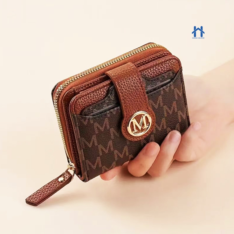 Carteira Feminina de Couro com Fecho Seguro e Port