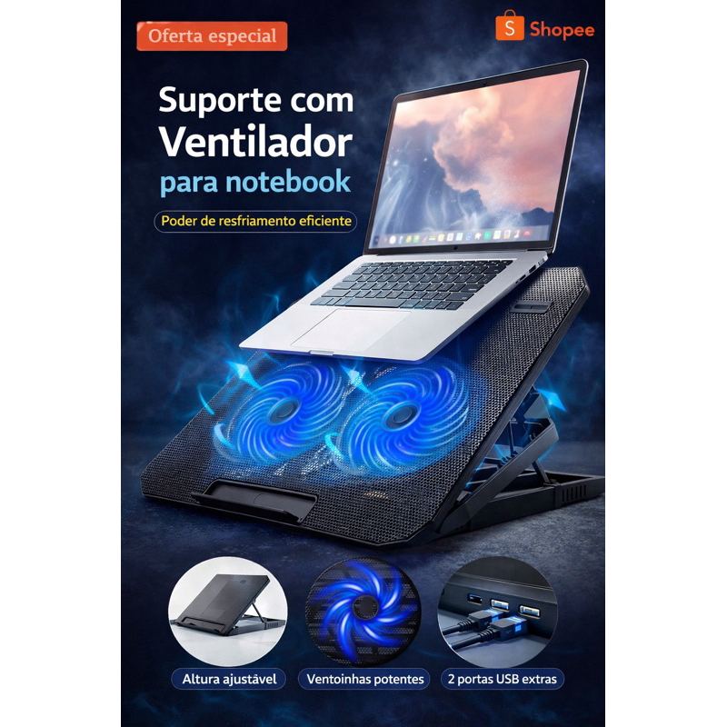 SUPORTE NOTEBOOK – Base Refrigerada Ventila