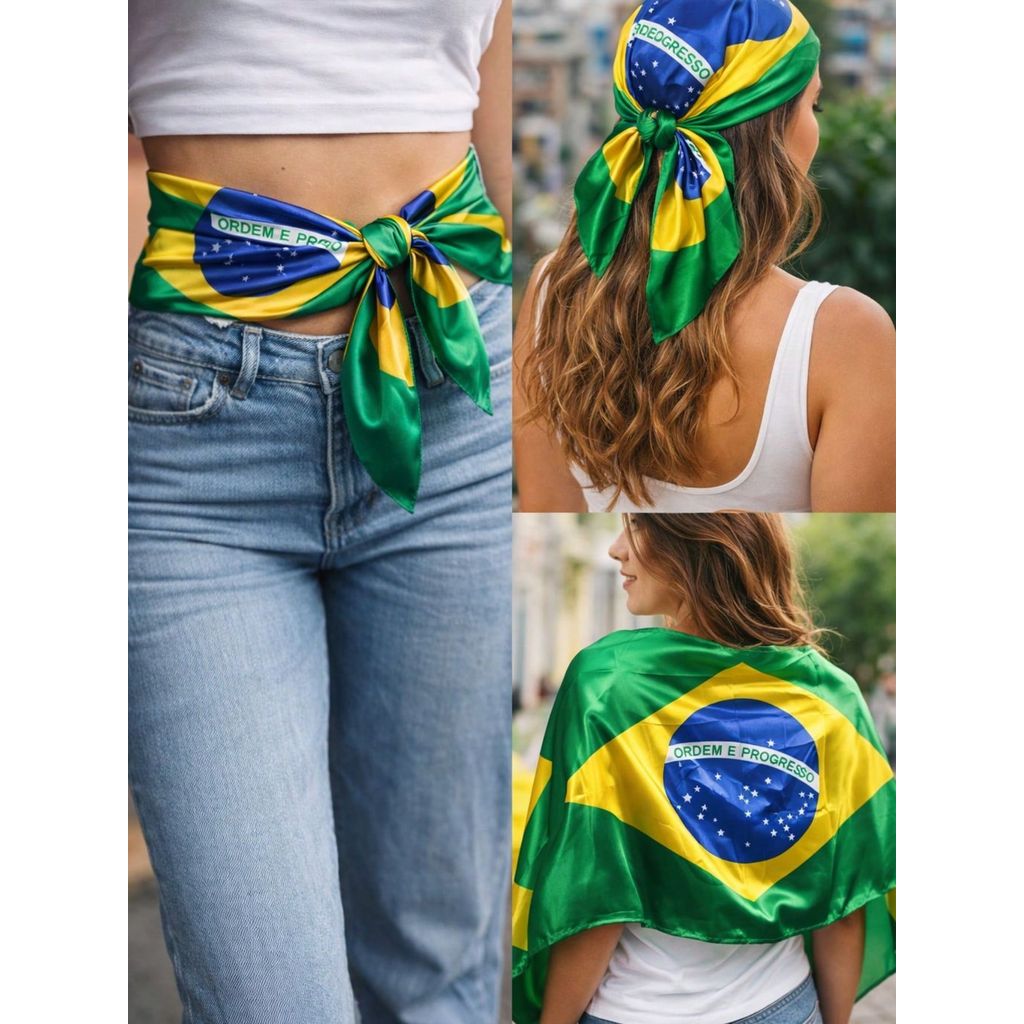 Lenço Feminino Estampa Bandeira do Brasil | Seda 