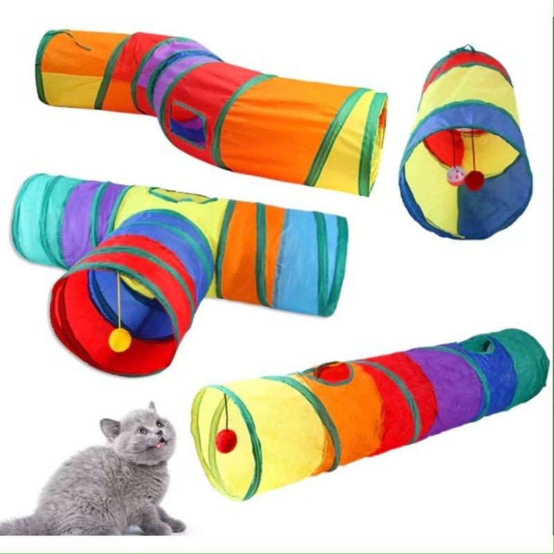 Túnel Colorido Dobrável para Pets – Brinqu