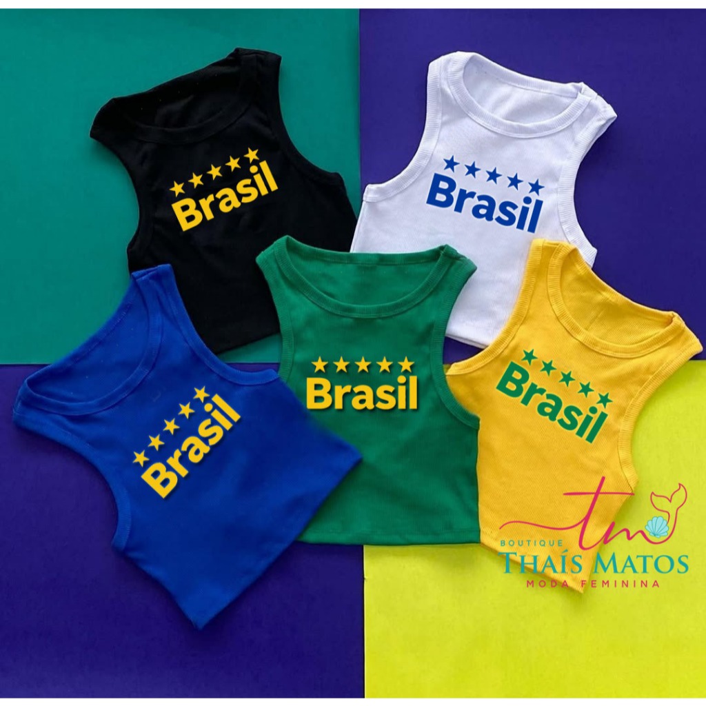 Camiseta Regata Top Cropped Brasil Canelada Premiu