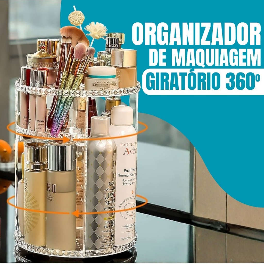 Organizador de Maquiagem Giratório 360° em Acrí