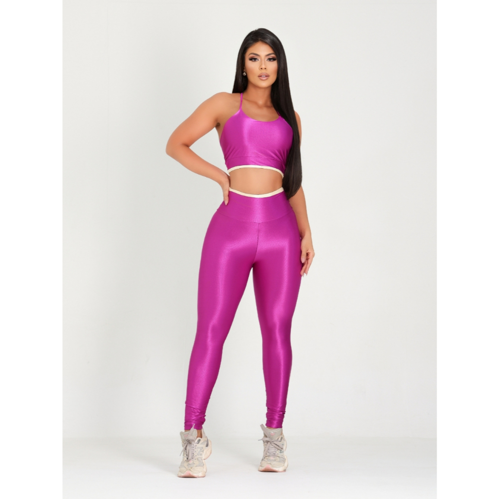 Conjunto Fitness em Canelado Poliamida Calça Legg