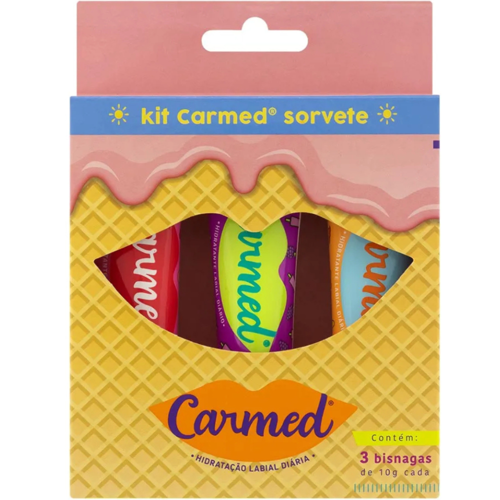 Kit Carmed Sorvete Verao Com 3 Bisnagas De 10g Cad