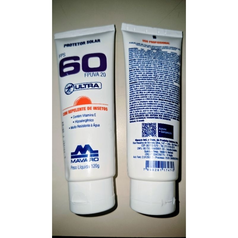Creme Protetor Solar Fator Fps 60 Bisnaga 120g Mav