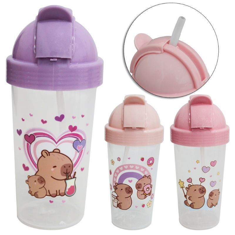 GARRAFA SQUEEZE DE PLASTICO CAPIVARA COM CANUDO 33