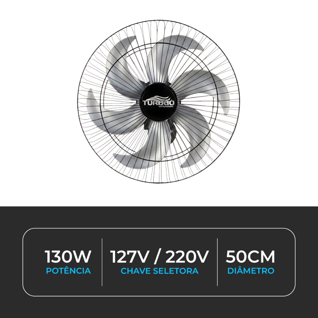 Ventilador de Parede 50 cm Turbão 6 Pás 130W