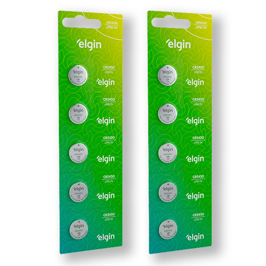 Pilha CR2430 3V Elgin Bateria Moeda kit 10 unidade