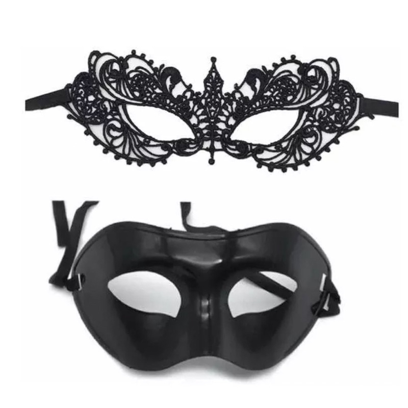 Kit  2 Máscaras Venezianas LISA + RENDA Baile Lux