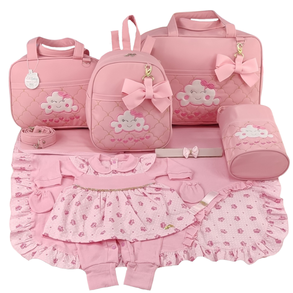 Kit Bolsa Maternidade  Menina Varias Cores  Nuvem 
